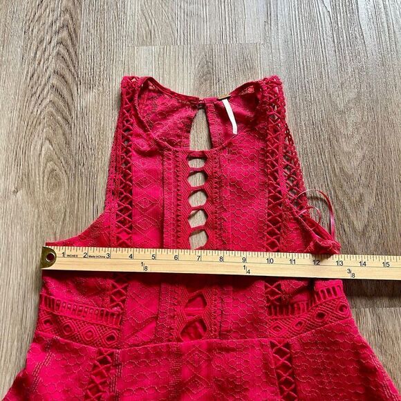 Free People Pink Rose Women's Size 0 Wherever You Go Crocheted Mini Dress Pocket - Picture 3 of 10